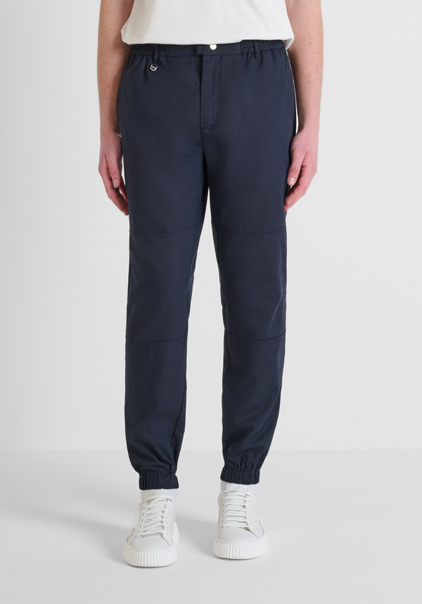 "KENT" COTTON BLEND REGULAR FIT TROUSERS WITH ELASTIC ANKLE CUFFS - Antony Morato Online Shop