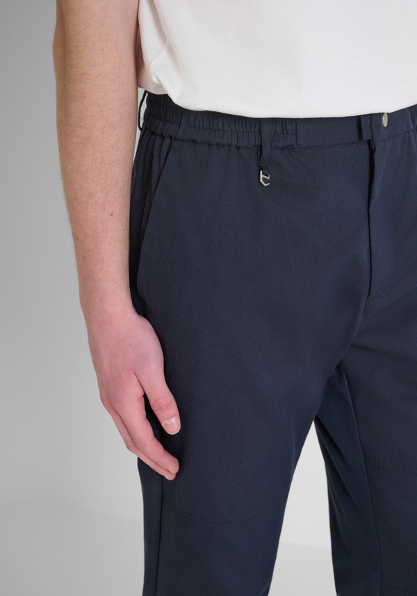 "KENT" COTTON BLEND REGULAR FIT TROUSERS WITH ELASTIC ANKLE CUFFS - Antony Morato Online Shop