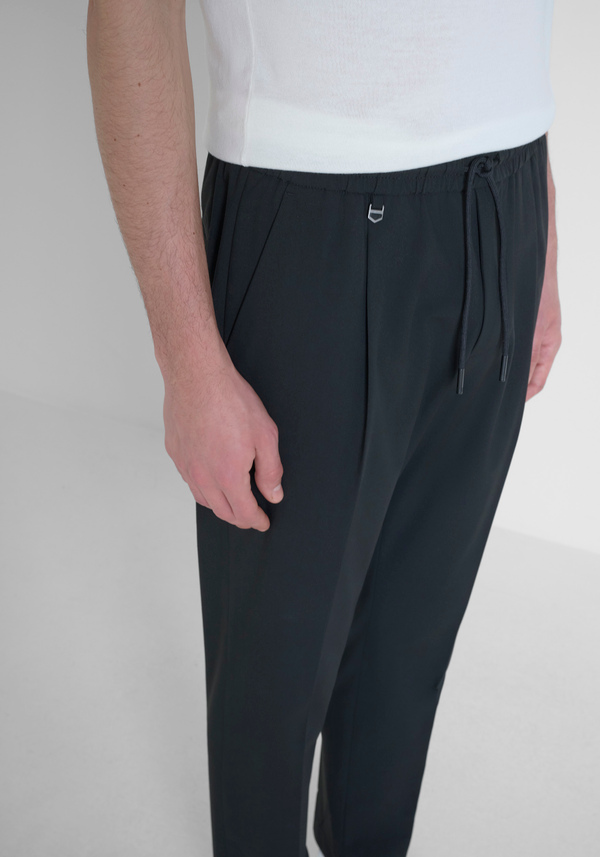 "NEIL" VISCOSE BLEND REGULAR FIT TROUSERS WITH DRAWSTRING - Antony Morato Online Shop
