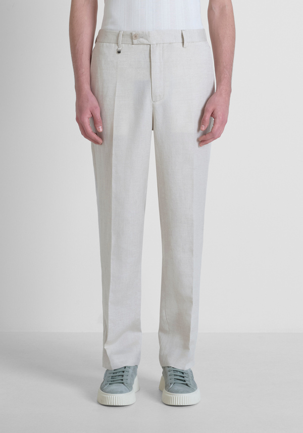 TROUSERS RELAXED FIT "EVAN" IN LINEN VISCOSE BLEND - Antony Morato Online Shop