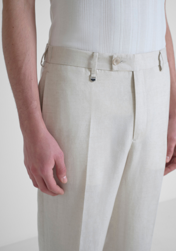 TROUSERS RELAXED FIT "EVAN" IN LINEN VISCOSE BLEND - Antony Morato Online Shop