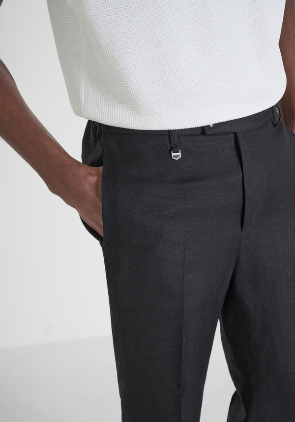 TROUSERS RELAXED FIT "EVAN" IN LINEN VISCOSE BLEND - Antony Morato Online Shop