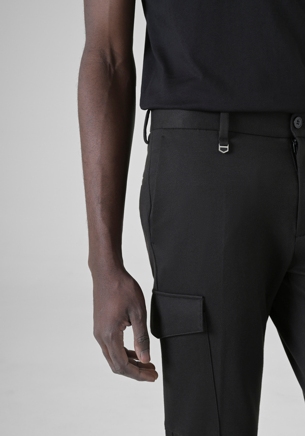 PANTALON REGULAR FIT « NEIL » EN VISCOSE MÉLANGÉE AVEC CORDON DE SERRAGE - Antony Morato Online Shop
