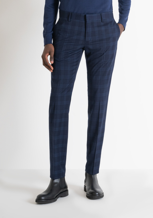 SLIM FIT "BONNIE" TROUSERS WITH CHECK PATTERN - Antony Morato Online Shop
