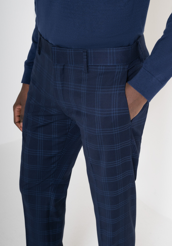 SLIM FIT "BONNIE" TROUSERS WITH CHECK PATTERN - Antony Morato Online Shop