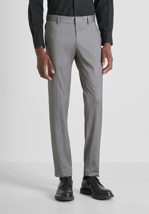 SLIM FIT TROUSERS "BONNIE" IN STRETCH VISCOSE MICRO PATTERN - Antony Morato Online Shop