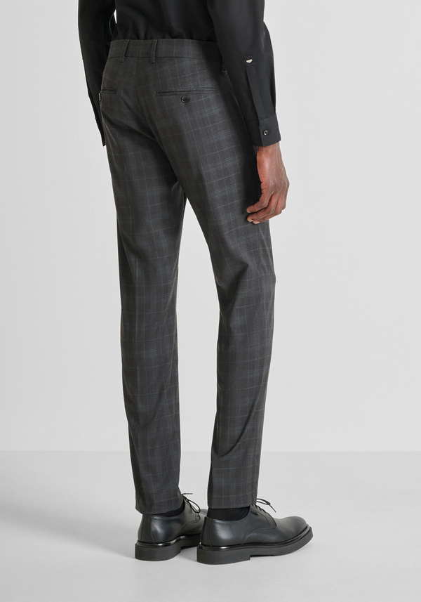 "BONNIE" SLIM FIT TROUSERS IN STRETCH VISCOSE BLEND WITH CHECK PATTERN - Antony Morato Online Shop