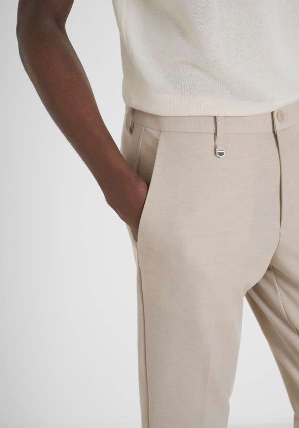 "ASHE" SUPER SKINNY FIT STRETCH PIQUE TROUSERS - Antony Morato Online Shop