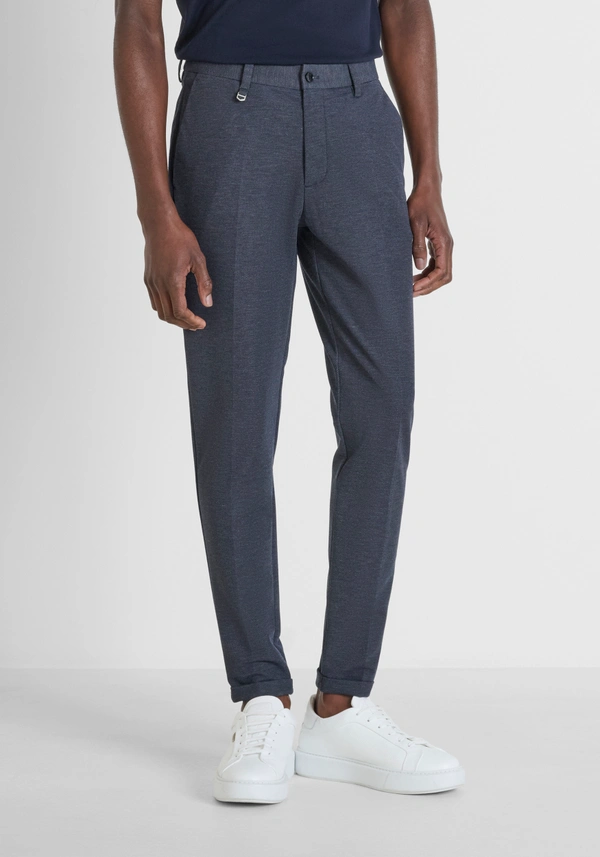 "ASHE" SUPER SKINNY FIT STRETCH PIQUE TROUSERS - Antony Morato Online Shop