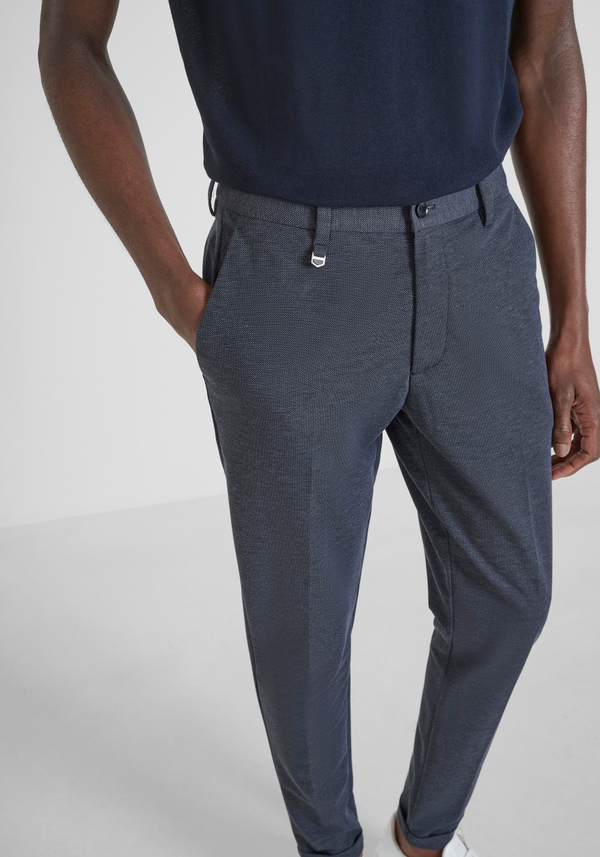 "ASHE" SUPER SKINNY FIT STRETCH PIQUE TROUSERS - Antony Morato Online Shop