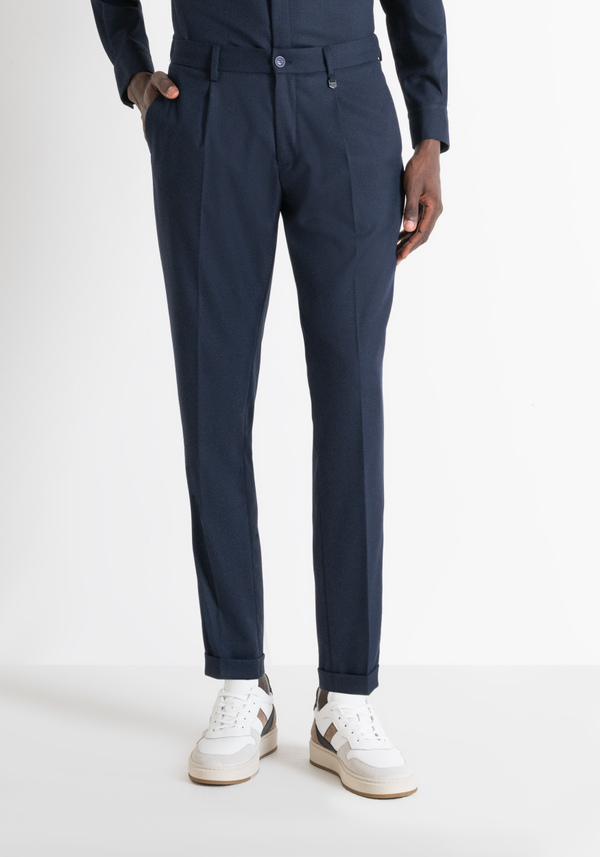PANTALONI "GUSTAF" CARROT FIT BLU IN VISCOSA - Antony Morato Online Shop