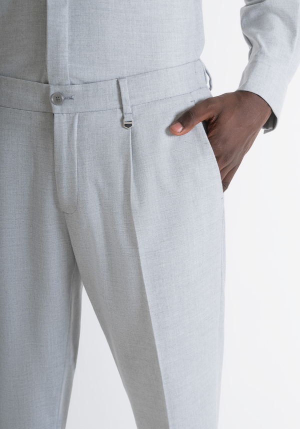 HOSE „GUSTAF“ CARROT FIT GRAU MELIERT AUS VISKOSE - Antony Morato Online Shop
