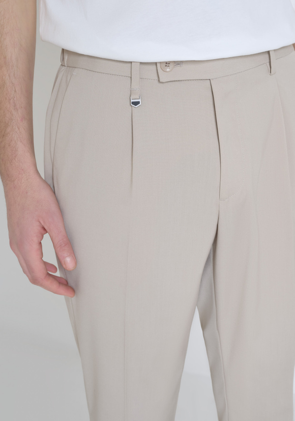 "LUIS" REGULAR FIT TROUSERS IN SOFT ELASTIC VISCOSE BLEND FABRIC WITH ASYMMETRIC CLOSURE - Antony Morato Online Shop