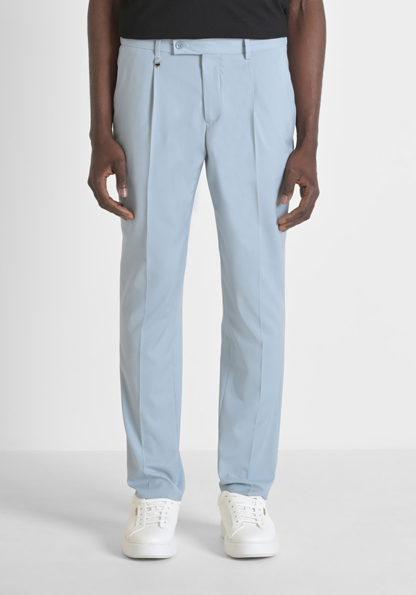 "LUIS" REGULAR FIT TROUSERS IN SOFT ELASTIC VISCOSE BLEND FABRIC WITH ASYMMETRIC CLOSURE - Antony Morato Online Shop