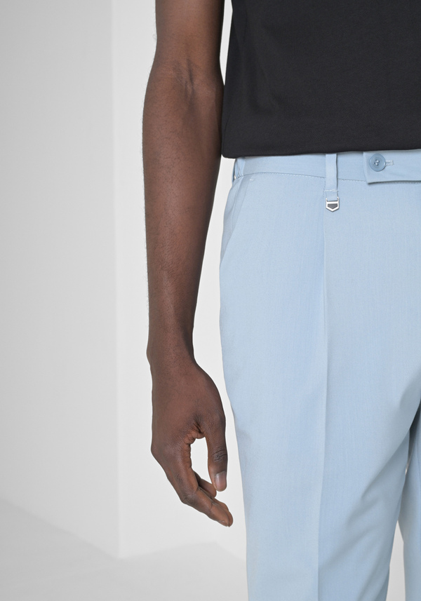 "LUIS" REGULAR FIT TROUSERS IN SOFT ELASTIC VISCOSE BLEND FABRIC WITH ASYMMETRIC CLOSURE - Antony Morato Online Shop