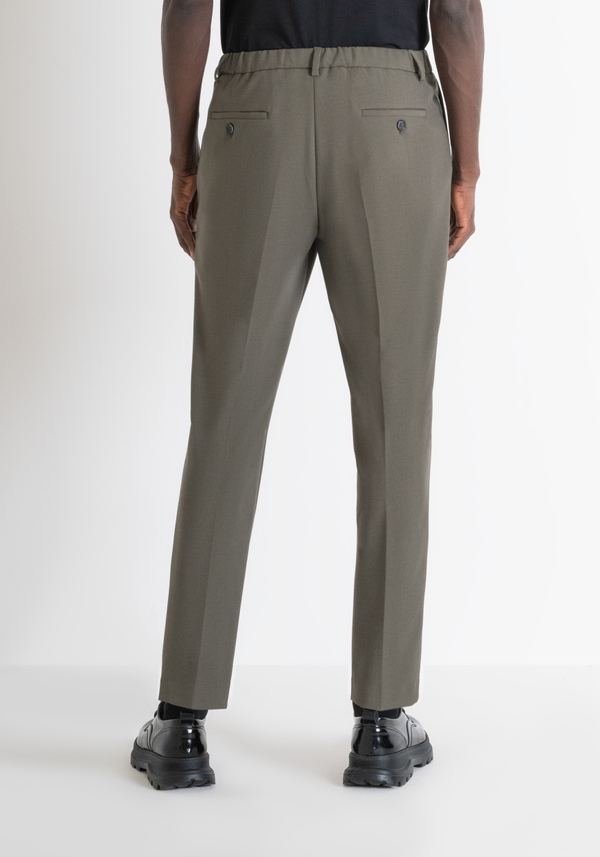 PANTALON « LUIS » REGULAR FIT VERT EN LAINE MÉLANGÉE - Antony Morato Online Shop