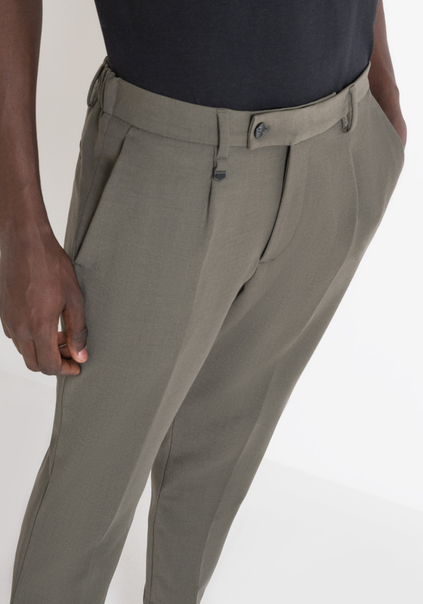 PANTALON « LUIS » REGULAR FIT VERT EN LAINE MÉLANGÉE - Antony Morato Online Shop