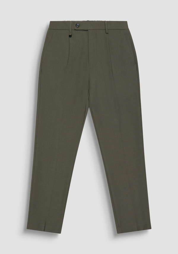 PANTALON « LUIS » REGULAR FIT VERT EN LAINE MÉLANGÉE - Antony Morato Online Shop