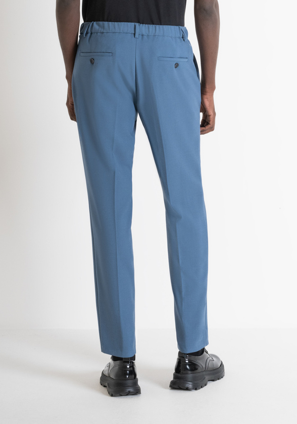 REGULAR FIT BLUE "LUIS" TROUSERS IN WOOL BLEND - Antony Morato Online Shop