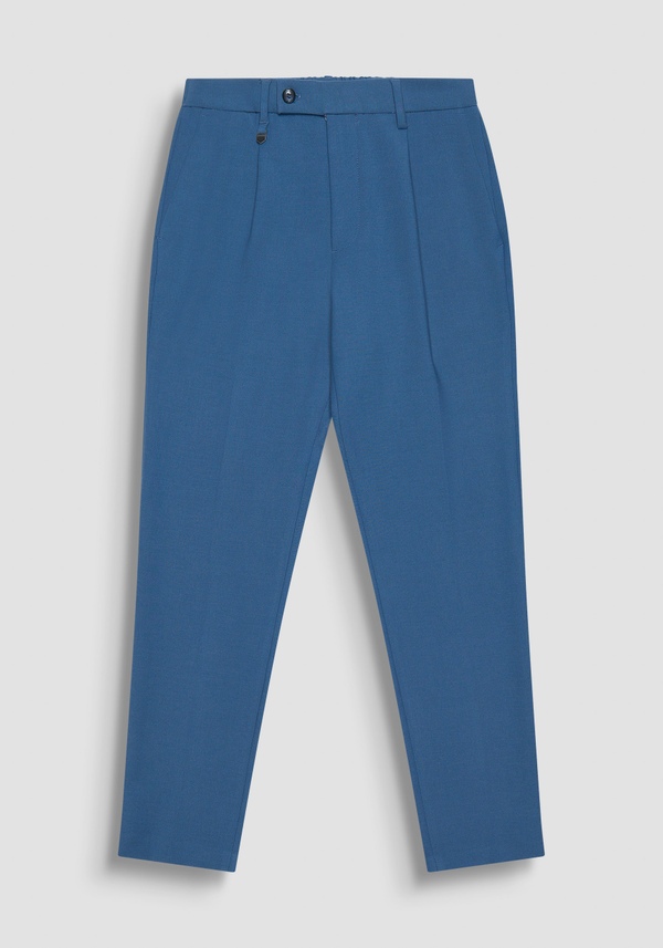 REGULAR FIT BLUE "LUIS" TROUSERS IN WOOL BLEND - Antony Morato Online Shop