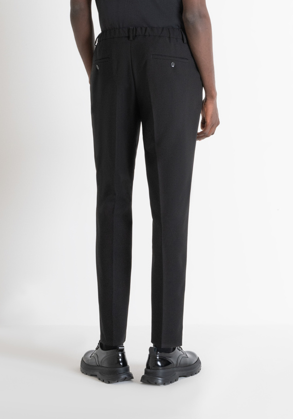 REGULAR FIT BLACK "LUIS" TROUSERS IN WOOL BLEND - Antony Morato Online Shop