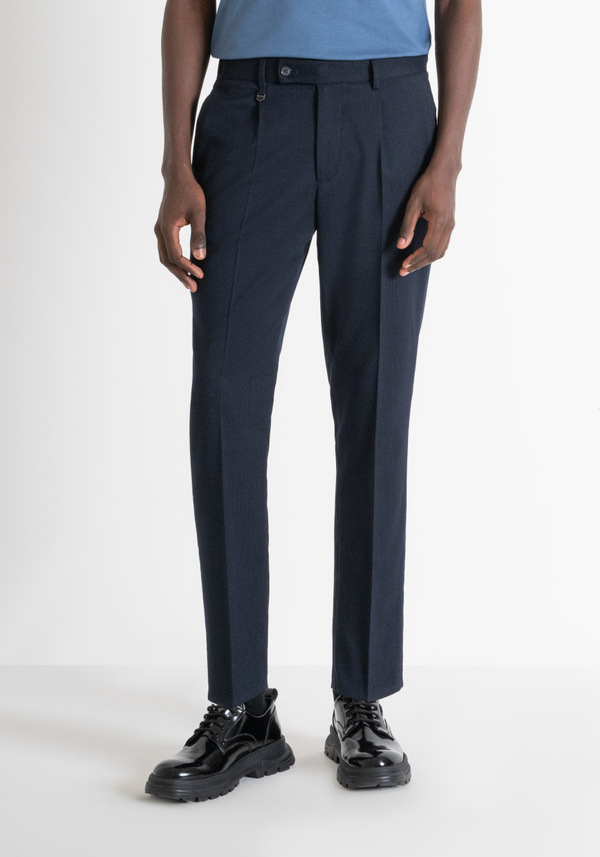 PANTALON « LUIS » REGULAR FIT EN VISCOSE ÉLASTIQUE AVEC MICRO-MOTIF - Antony Morato Online Shop