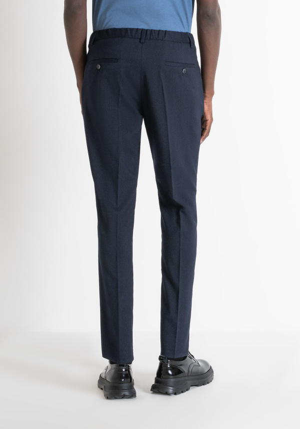 PANTALON « LUIS » REGULAR FIT EN VISCOSE ÉLASTIQUE AVEC MICRO-MOTIF - Antony Morato Online Shop
