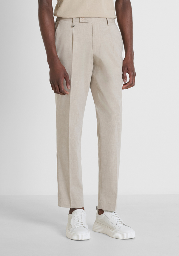 TROUSERS REGULAR FIT "LUIS" IN STRETCH SLUB VISCOSE LINEN - Antony Morato Online Shop