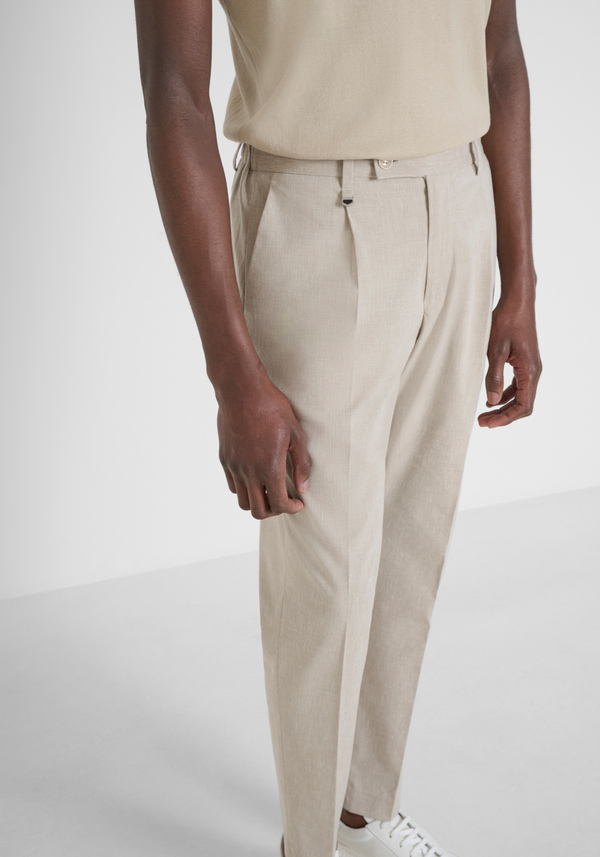 TROUSERS REGULAR FIT "LUIS" IN STRETCH SLUB VISCOSE LINEN - Antony Morato Online Shop