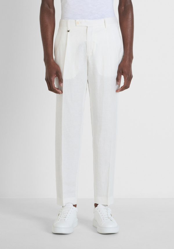 PANTALÓN REGULAR FIT «LUIS» EN MEZCLA DE LINO FLAMEADO - Antony Morato Online Shop