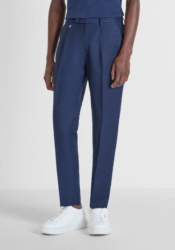TROUSERS REGULAR FIT "LUIS" IN SLUB LINEN BLEND - Antony Morato Online Shop