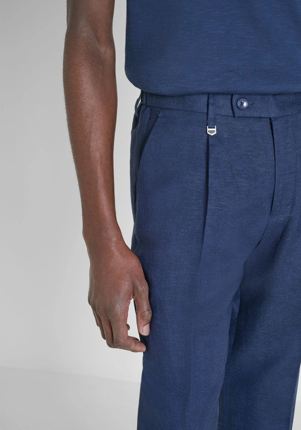 TROUSERS REGULAR FIT "LUIS" IN SLUB LINEN BLEND - Antony Morato Online Shop