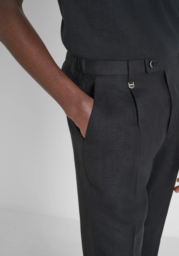 PANTALON REGULAR FIT « LUIS » LIN SLUB MIXTE - Antony Morato Online Shop