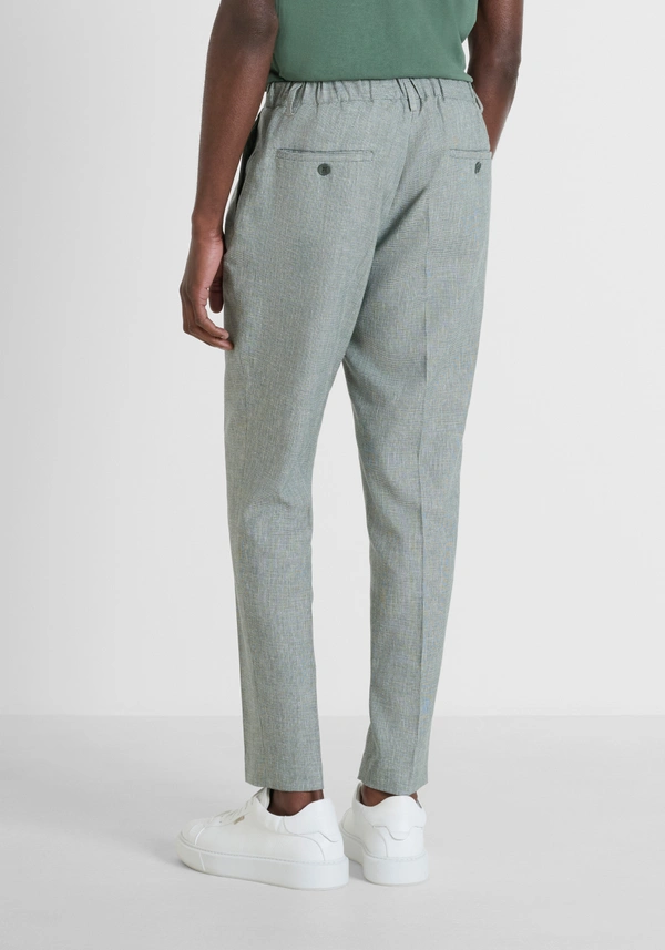 TROUSERS REGULAR FIT "LUIS "IN STRETCH LINEN BLEND FABRIC WITH MICROPATTERN - Antony Morato Online Shop