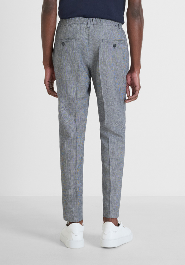 REGULAR FIT TROUSERS "LUIS "IN STRETCH LINEN BLEND WITH MICROPATTERN - Antony Morato Online Shop