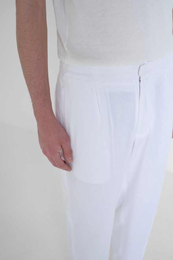 REGULAR ANKLE LENGHT FIT TROUSERS "ERIC" IN TWILL LINEN VISCOSE BLEND - Antony Morato Online Shop