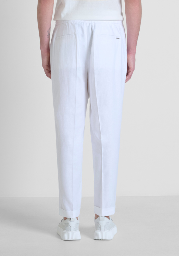 REGULAR ANKLE LENGHT FIT TROUSERS "ERIC" IN TWILL LINEN VISCOSE BLEND - Antony Morato Online Shop