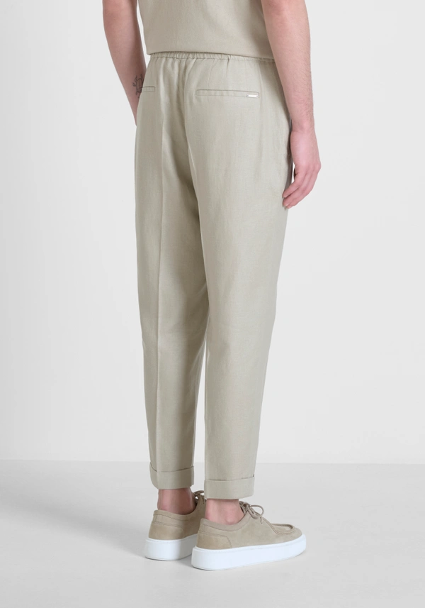 PANTALÓN REGULAR TOBILLERO «ERIC» EN SARGA MEZCLA DE LINO Y VISCOSA - Antony Morato Online Shop