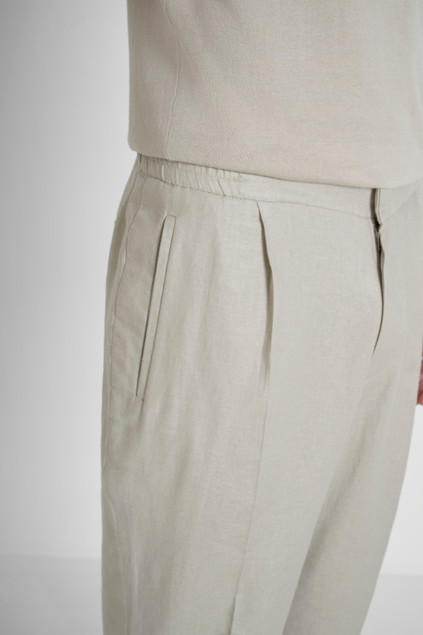PANTALÓN REGULAR TOBILLERO «ERIC» EN SARGA MEZCLA DE LINO Y VISCOSA - Antony Morato Online Shop