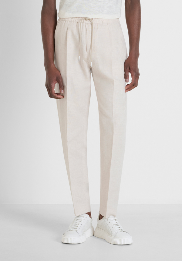 TROUSERS REGULAR FIT "NEIL" IN SLUB COTTON LINEN BLEND - Antony Morato Online Shop