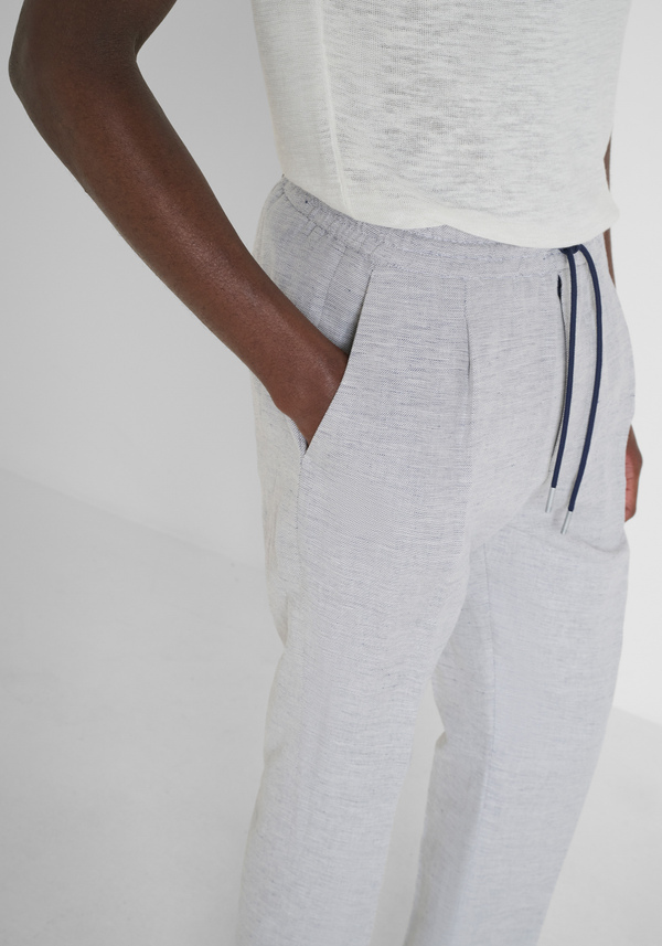 TROUSERS REGULAR FIT "NEIL" IN SLUB COTTON LINEN BLEND - Antony Morato Online Shop