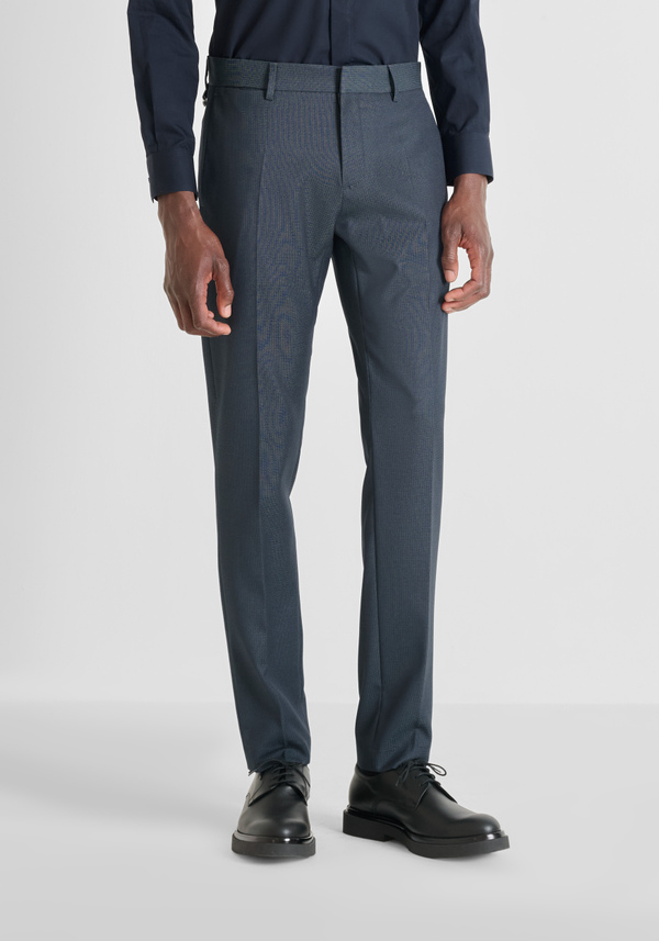 SLIM FIT TROUSERS "BONNIE" IN STRETCH VISCOSE MICRO PATTERN - Antony Morato Online Shop