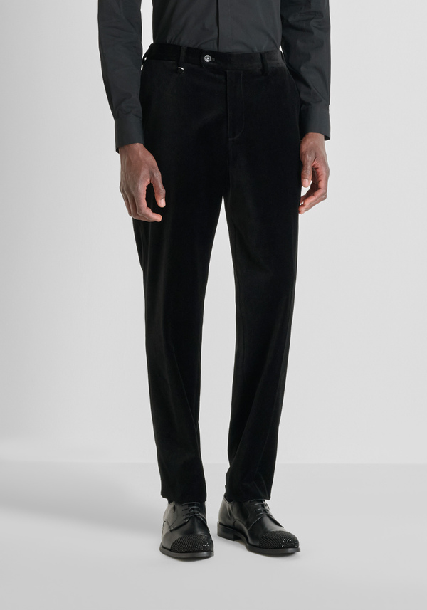 REGULAR FIT "CORA" VELVET STRAIGHT-LEG TROUSERS - Antony Morato Online Shop