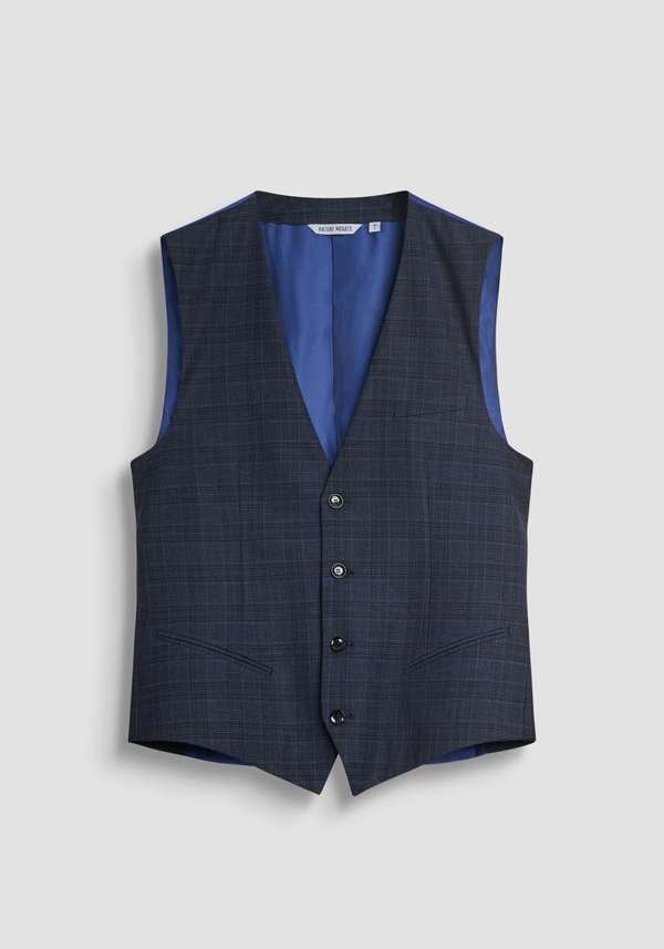 SLIM FIT VEST IN STRETCH VISCOSE PRINCE OF WALES PRINT - Antony Morato Online Shop