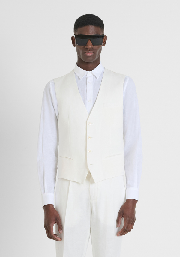 GILET SLIM EN LIN VISCOSE MÉLANGÉ - Antony Morato Online Shop