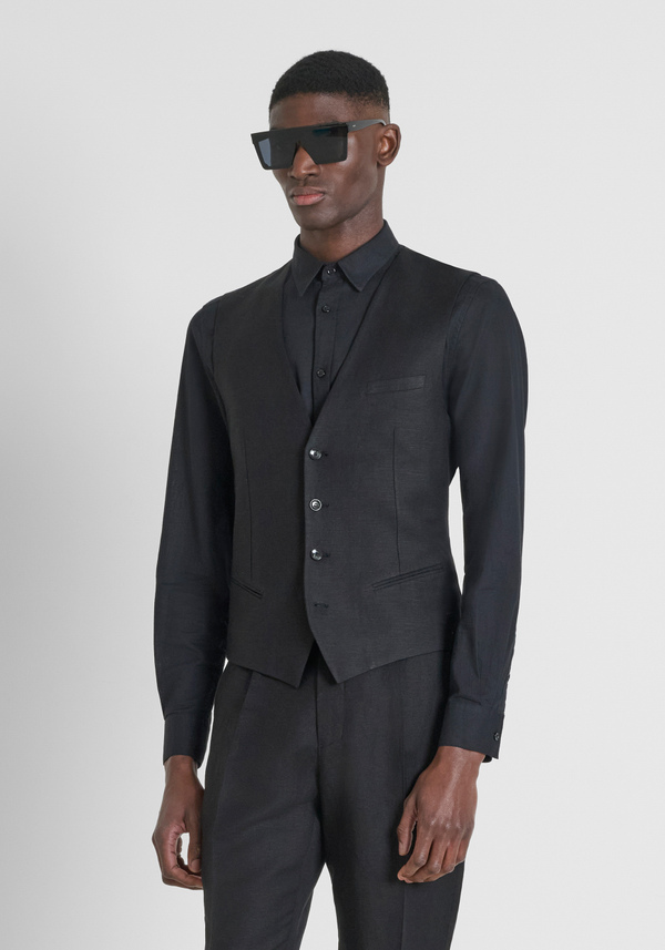 CHALECO SLIM FIT EN MEZCLA DE LINO Y VISCOSA - Antony Morato Online Shop