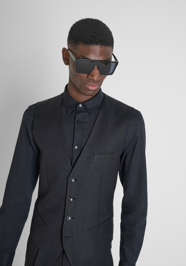CHALECO SLIM FIT EN MEZCLA DE LINO Y VISCOSA - Antony Morato Online Shop