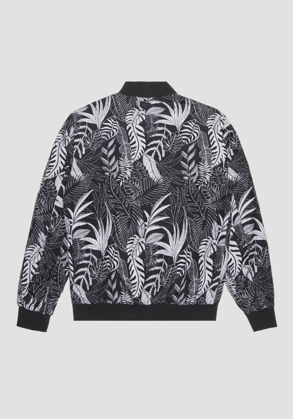 REGULAR FIT BOMBER JACKET IN TECHNICAL FABRIC WITH ALL-OVER JUNGLE MOTIF - Antony Morato Online Shop