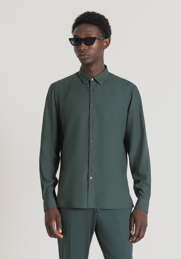"BARCELONA" STRAIGHT FIT REGULAR SHIRT IN SOFT VISCOSE BLEND FABRIC - Antony Morato Online Shop