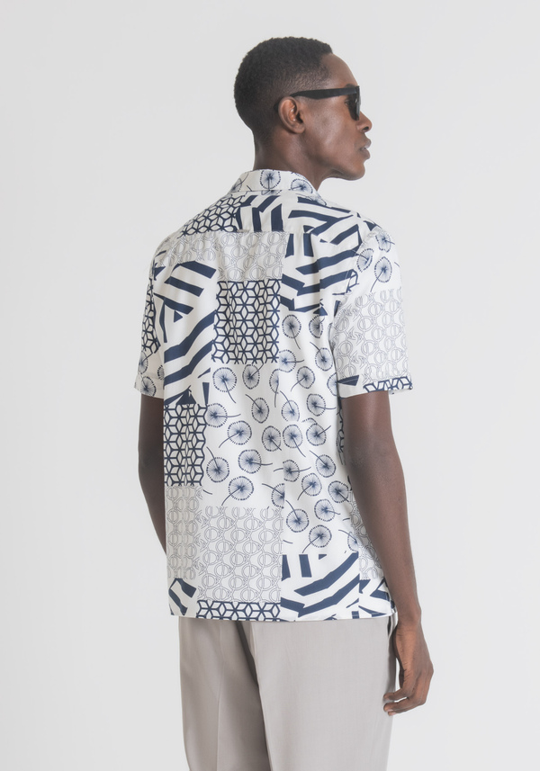 REGULAR STRAIGHT-FIT SHORT-SLEEVED SHIRT WITH PATCHWORK PRINT - Antony Morato Online Shop